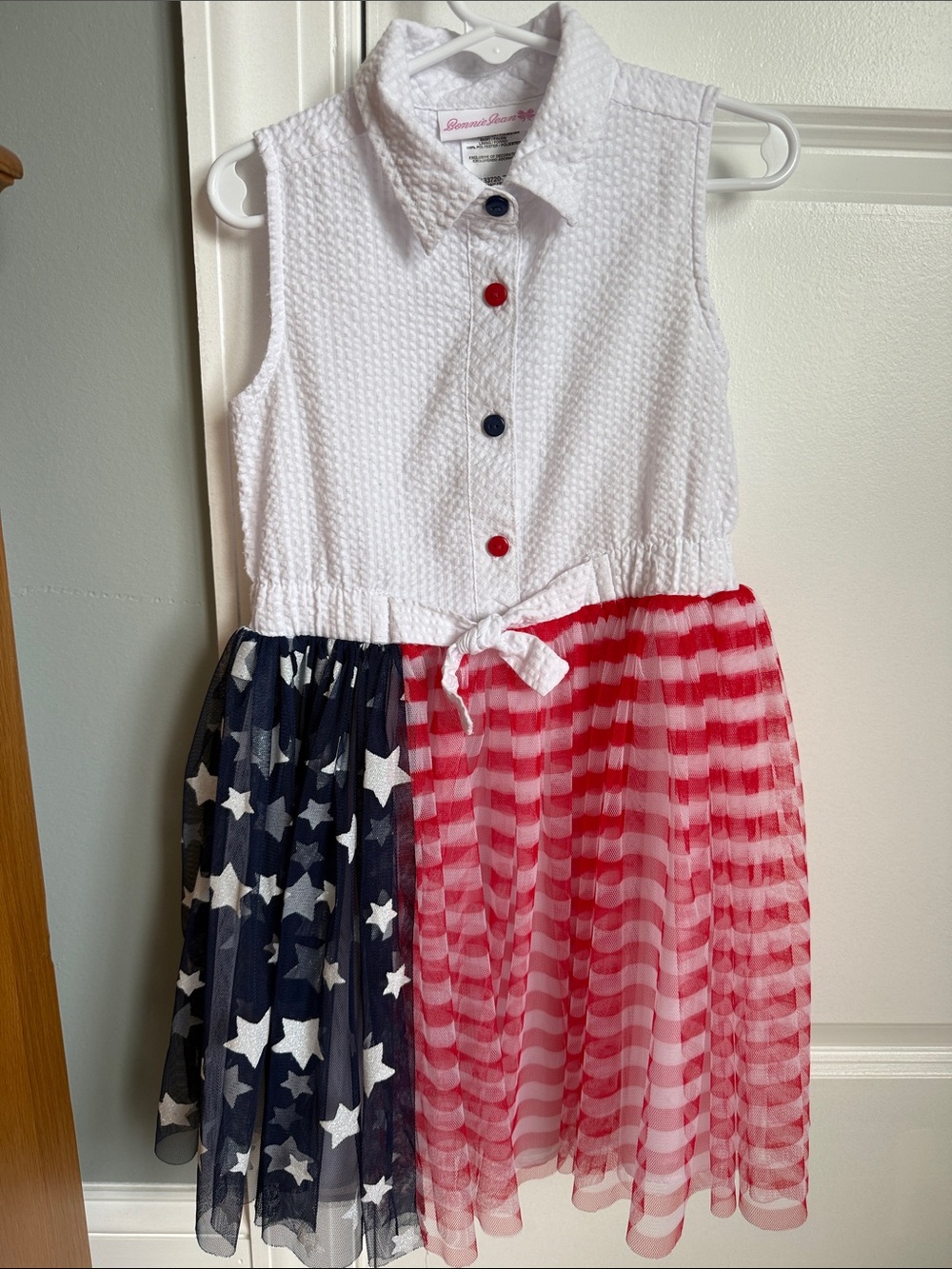 Bonnie Jean 🇺🇸 Red, White, and Blue Stars & Stripes Tulle Dress, 5T